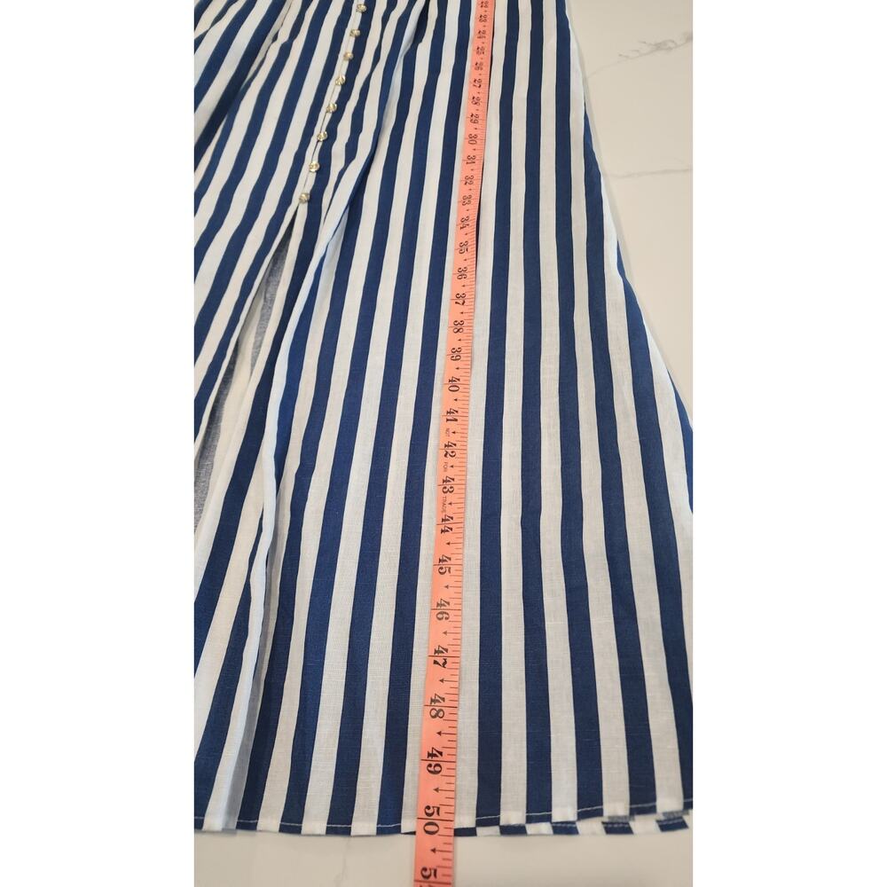 NWOT Zara Striped Linen Bld Shirt Dress XS XSmall Midi Blue White Resort No Belt - Picture 11 of 12